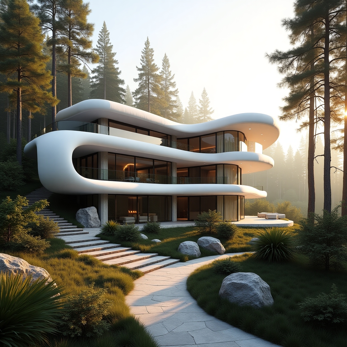 Senadin modern luxury house rises from a lush fore 1