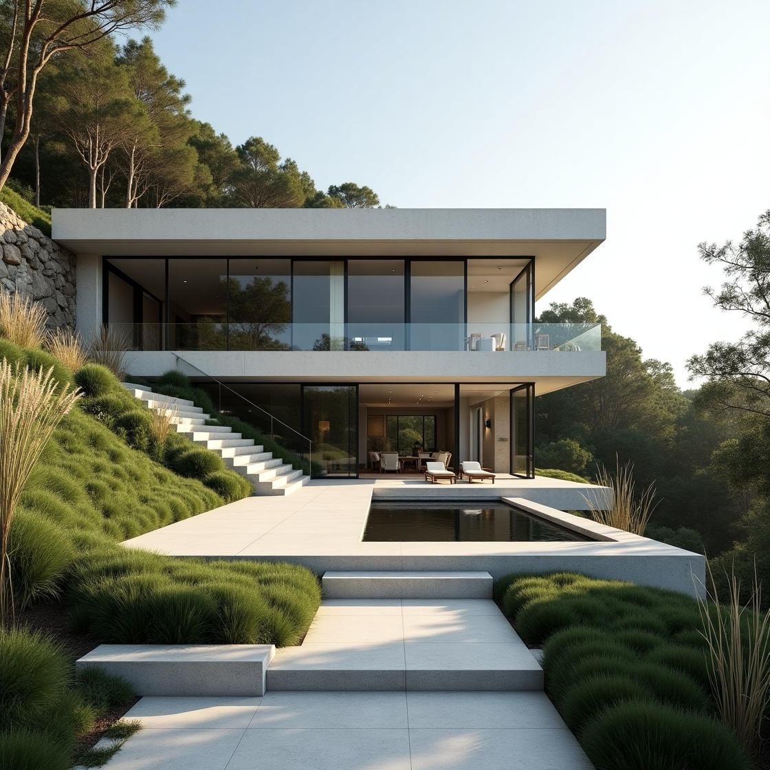 senadin modern minimalist home integrated into a hill 4